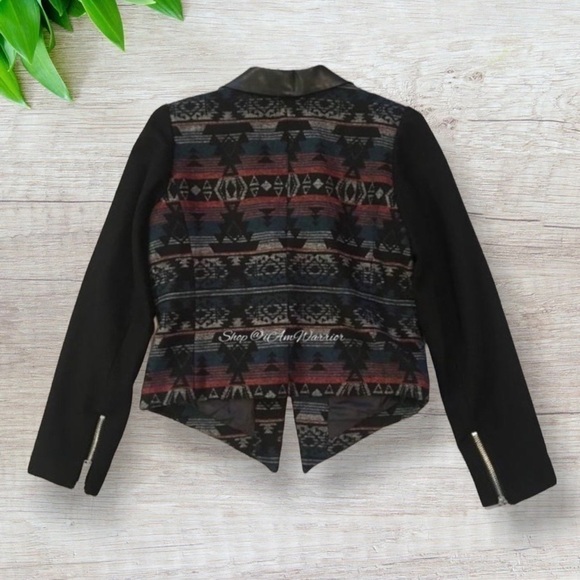 BCBGeneration black wool Aztec print moto jacket *shop@iamwarrior - Picture 3 of 8